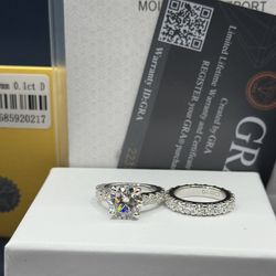 7.4cttw full Moissanite VVS1 wedding eternity set size 5
