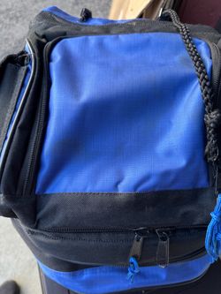 Blue and Black backpack with bottom cooler