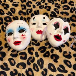 Vintage Hand Painted Porcelain Masks 