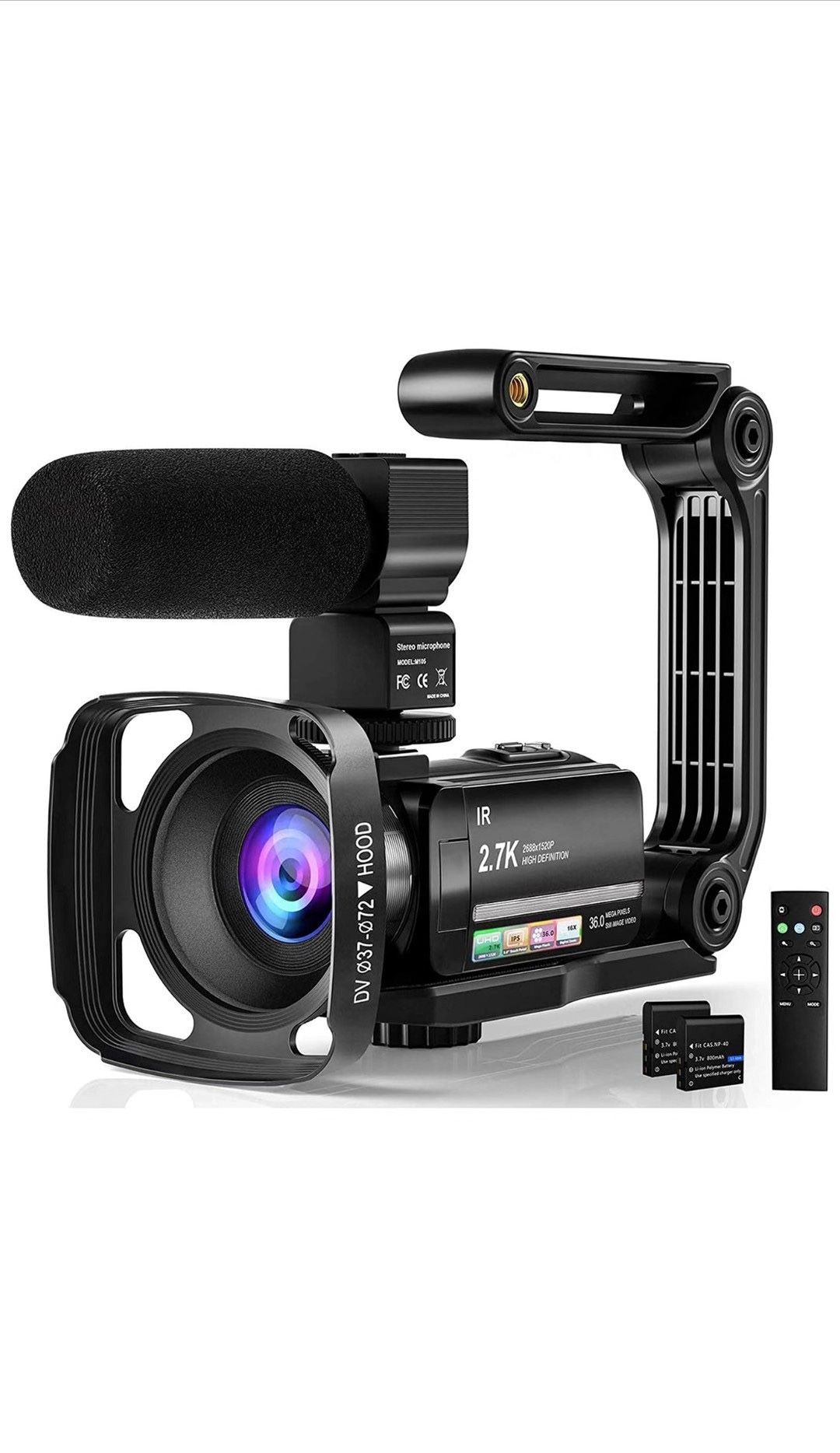 Video Camera Camcorder Digital Youtube Vlogging Camera, 2.7K Full HD 36MP/30FPS, IR Night Vision, 3.0" IPS Touch Screen, 16X Digital Zoom, Video Camco