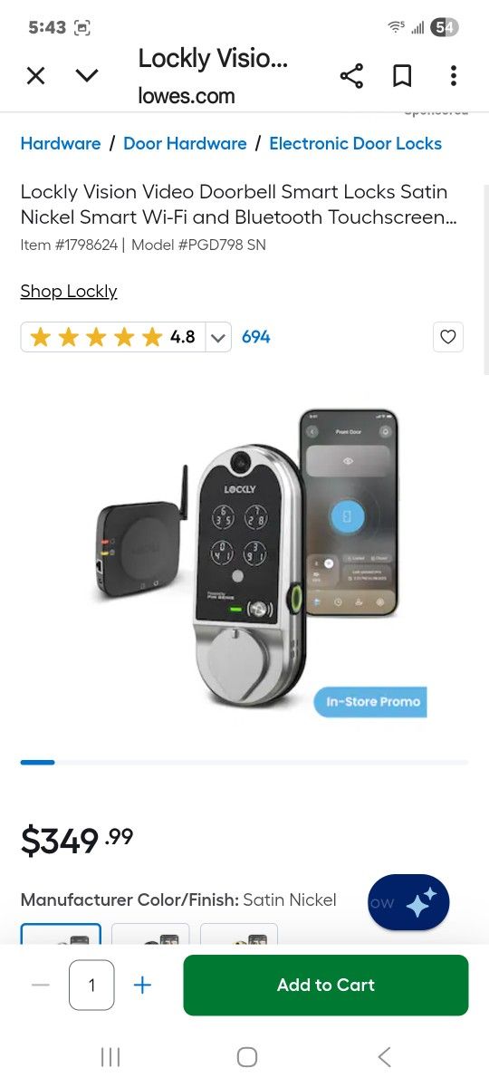 Lockly Video Wifi Deadbolt Lock