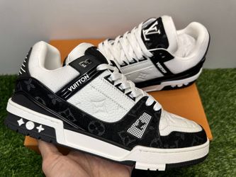 LOUIS VUITTON LV TRAINER WHITE BLACK NEW FOR SALE SNEAKERS SHOES MEN BOX SZ  SIZE EUR 35 36 37 38 39 40 41 42 43 44 45 46 5 6 7 8 8.5 9.5 10 10.5 11 12  for Sale in Miami, FL - OfferUp