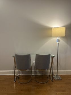 Modern Glass Console Table + 2 Matching Chairs