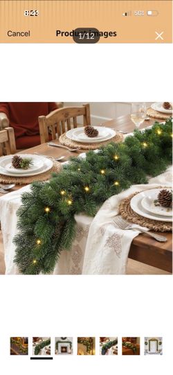 New 9ft Pre-Lit Christmas Garland, Artificial Lighted Norfolk Pine Garland with Multi-Color Lights, Battery Operated Garland for Mantle Stairs Table F
