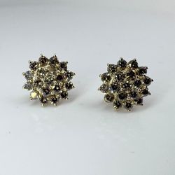 Ladies 2TCW Diamond Cluster 10k Yellow Gold Earrings 11052474