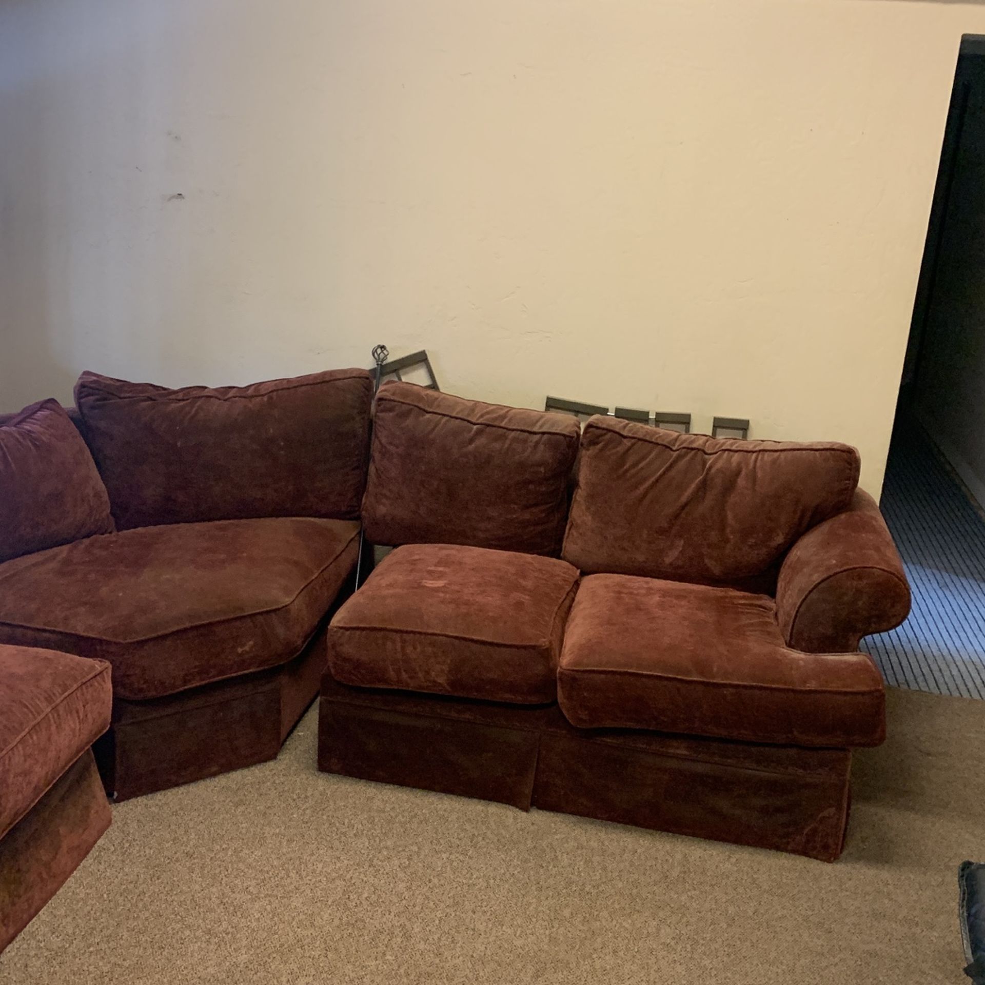 Couch. Red Maroon L Shape