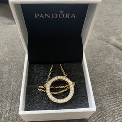 Pandora, Brand New, “circle of sparkle” necklace with pendant