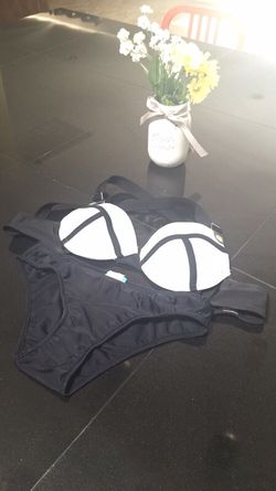 Light blue/gray and black bikini size small