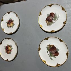 Vintage K&A Selb Bavaria Fruit Plates - Gold Encrusted (Set of 4)