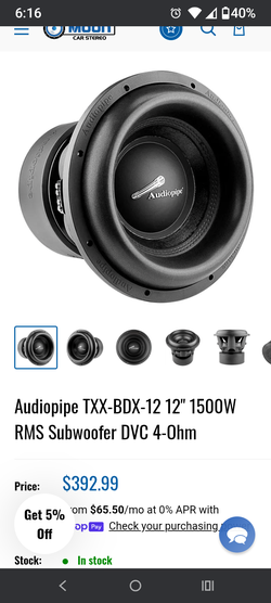 2 12 inch audiopipe txx-bdx-12 dual 4 ohm competition subwoofers 1500 RMS each in a Custom Gately audio 4.0 cf ported birchwood enclosure & Taramps ba