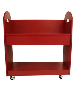 Red bookshelf, cart