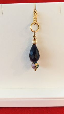 Faceted Teardrop Amethyst and Cloisonné Pendant