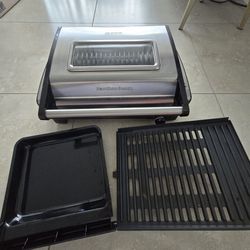 Electric Indoor Grill With Backup Drip Pan And Extra Grill