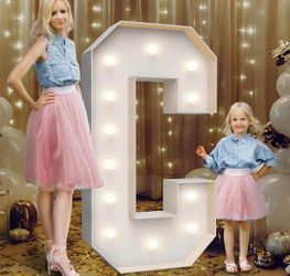 4FT Marquee Light Up Letters C,Party Decoration Large Marquee Light Up Letters with Weighted Water Bag,Pre-cut Foam Board Set Can Be Used for Birthday