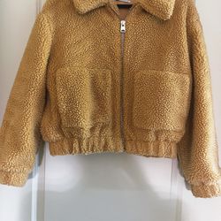 Urban Outfitters Cozy Teddy Jacket in Camel