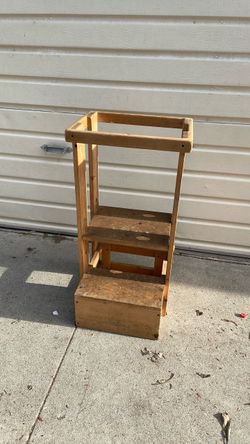 Adjustable Wooden Toddler Kitchen Helped Step Stool