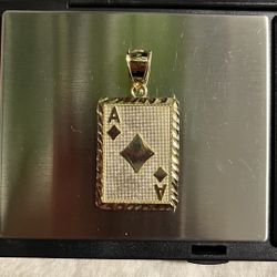 10k Gold Ace Of Diamonds Card Pendant