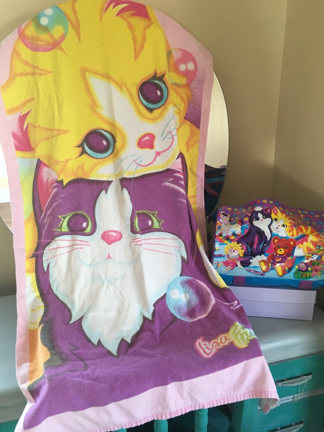 Lisa Frank beach towel and duffle bag