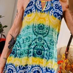 Fun Summer Cross-back Top Tie-dye Like