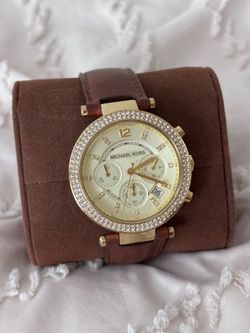Michael Kors Women's Large Brown Leather Watch