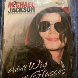 MICHAEL JACKSON OFFICIAL ADULT COSTUME WIG & GLASSES HALLOWEEN COSPLAY COSTUME