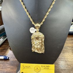 10kt- Ropw Chain & Jesus charm