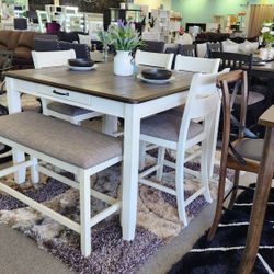 MEMORIAL DAY SALE!!! 6-PC Farmhouse Style Counter Height Dining Table