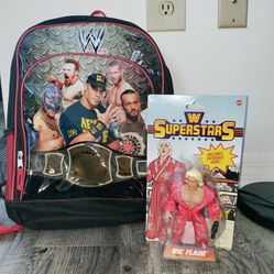 Wrestling Memorabilia - John Cena Backpack and Ric Flair Action Figure