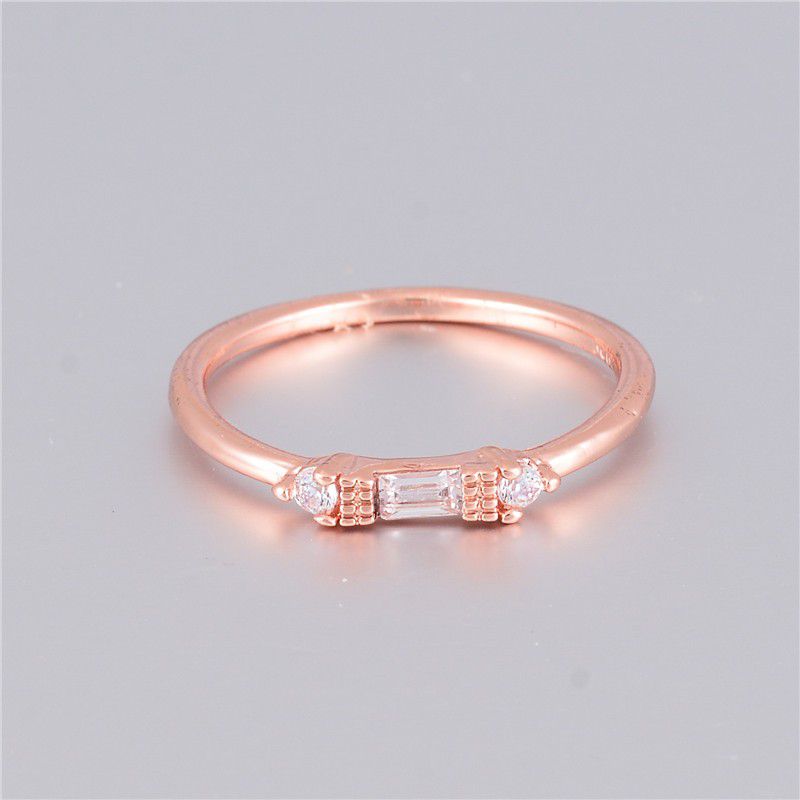 "Refined Slight Anillos Chic Rectangle Round CZ Rings For Woman, HA4209-6
