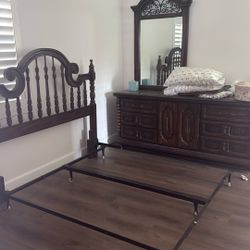 Free Bed frame And Dresser And Mirror 