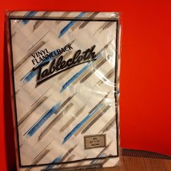 Vtg  Retro Vinyl Flannel Back Table Cloth Size 52" x 70" OBLONG-$7.00