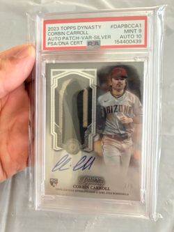 Corbin Carroll Topps dynasty rookie Patch Auto numbered /5 PSA 9 Auto PSA 10