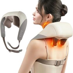 SORELAX Mini Shiatsu Neck Massager, Shoulder Neck Massager with Heat for Pain Relief Deep Tissue, Neck, Back, Shoulder, Leg Electric Kneading Massager