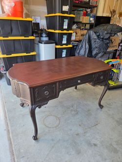 Antique-Style Writing Desk with Carved Details