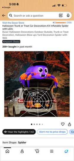 Halloween Inflatable Spider with LED Lights