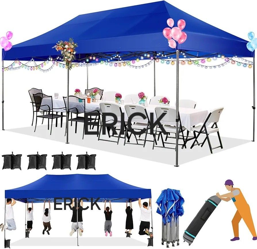 10x20 EZ Pop Up Canopy Tent Party Tent Outdoor Event Protable Instant Shelter Tent Gazebo With Carry Bag.