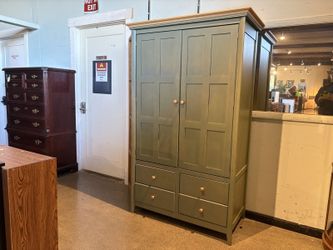 NADEAU Two Tone Armoire in Sage and Natural