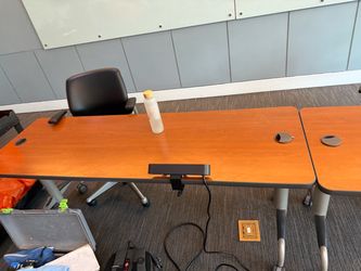 Orange Laminate Training Table on Wheels