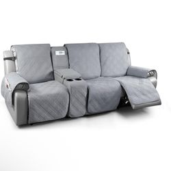 TAOCOCO 100% Waterproof Recliner Couch Covers with Console, Sofa Covers for Reclining Sofa 3 Seat with Straps Design, Split Recliner Sofa Cover Furnit