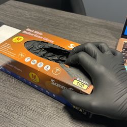 Gloves Nitrile  5.0 Mil . M ,L  Black 