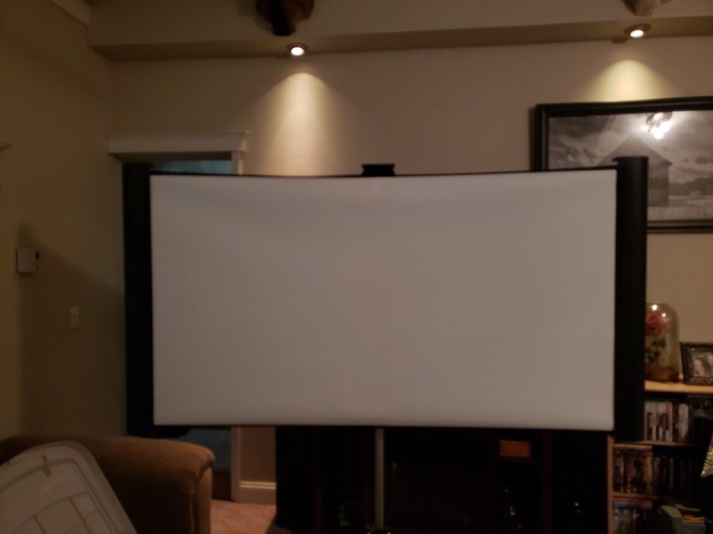 Portable projector screen with surround sound