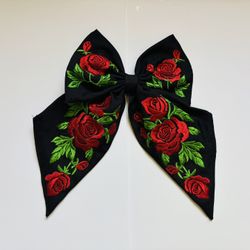Embroidered Clip-In Hair Bow