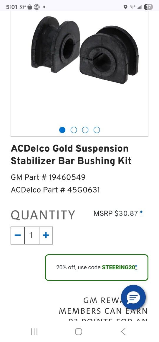 Gold Suspension Stabilizer Bar Bushing Kit