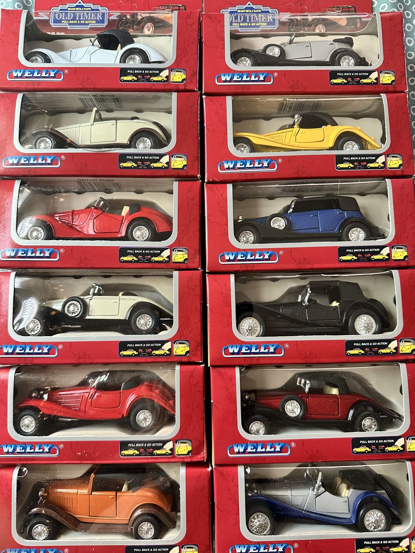 Welly Old Timer Die Cast Metal And Plastic Toy Cars Pull Back And Go Action
