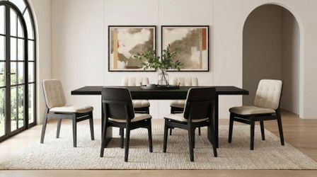 Modern Black finish dining set w/Heavy slab & bold base