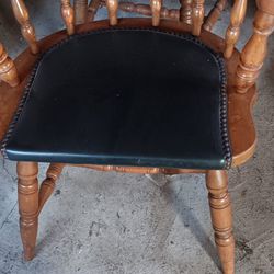 Black Leather/Wood 4 Piece Chair Set