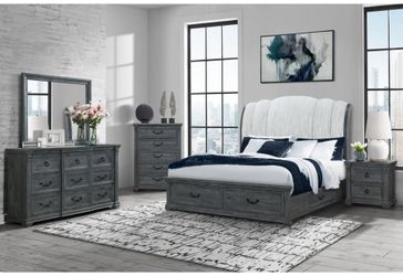 Rustic natural wood 6 pc bedroom set w/3 storage drawers blends style and functionality