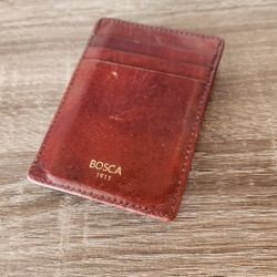 BOSCA  Card And Magentic Money Clip, Real Leather 