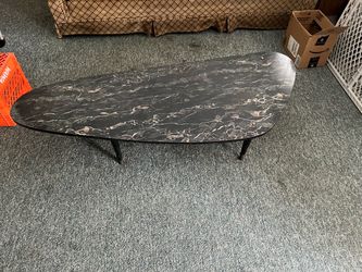 Black Marble-Top Oval Coffee Table