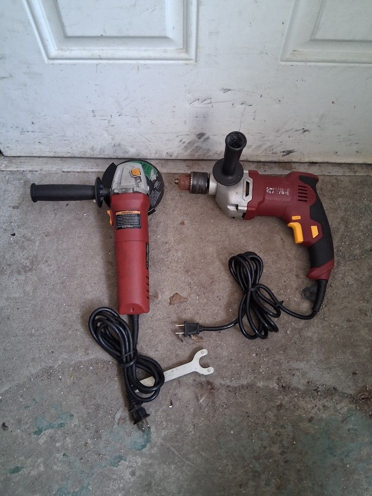 Chicago 4-1/2" Angle Grinder & 1/2" Drill "Don't Have Key For Chuck " Package Deal Only